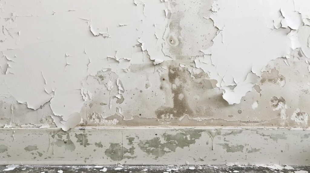 wet drywall showing water stains