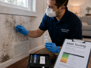 Suncoast Mold & Restoration technician collecting an ERMI mold sample